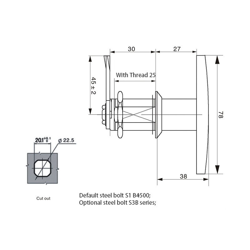 Khóa tay cầm không lõi công nghiệp bằng thép không gỉ MS305-2HS Khóa tay cầm không lõi công nghiệp bằng thép không gỉ MS305-2HS