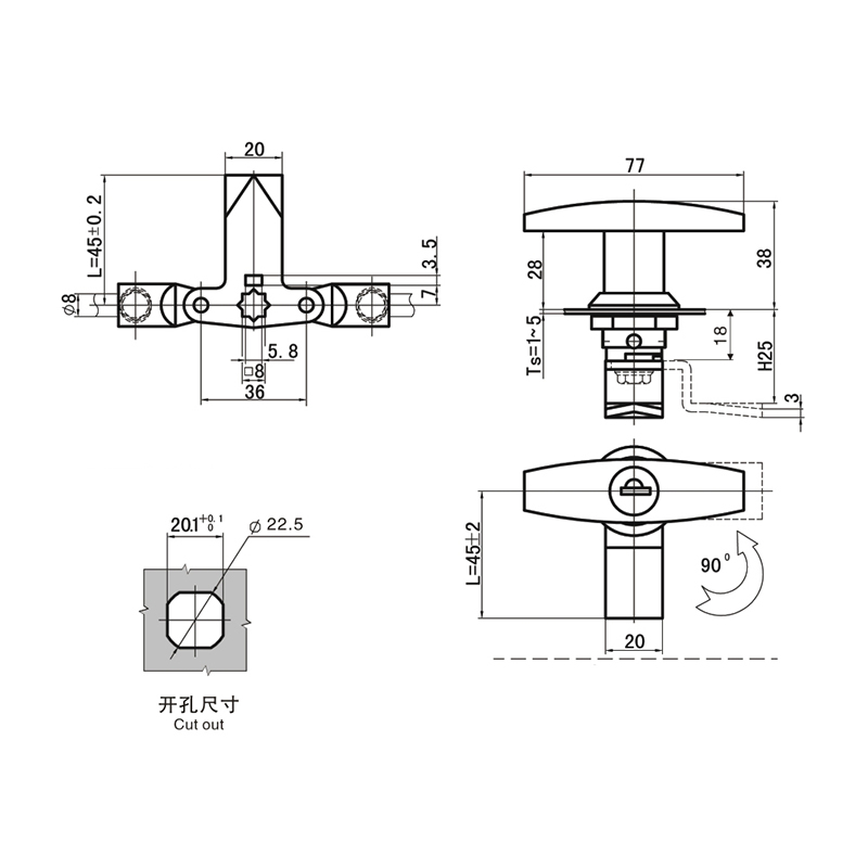 Khóa thép không gỉ công nghiệp MS305-HS-2 không cần chèn Khóa thép không gỉ công nghiệp MS305-HS-2 không cần chèn