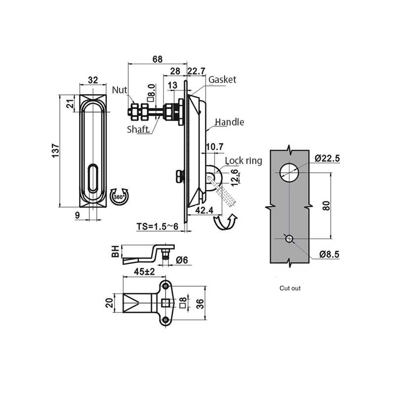 MS818-A SUS304 300N Khóa tủ công nghiệp bằng thép không gỉ MS818-A SUS304 300N Khóa tủ công nghiệp bằng thép không gỉ