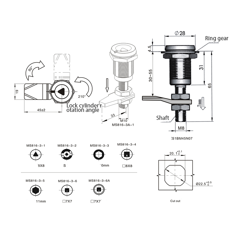 MS816-3-S Khóa chốt xi lanh nén hình tam giác 8 mm MS816-3-S Khóa chốt xi lanh nén hình tam giác 8 mm