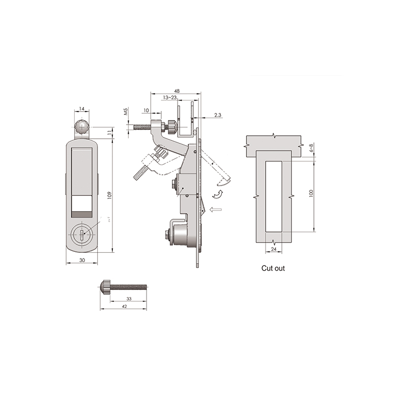 MS718-2 227g Khóa tủ loại nén cơ sở phun màu đen MS718-2 227g Khóa tủ loại nén cơ sở phun màu đen