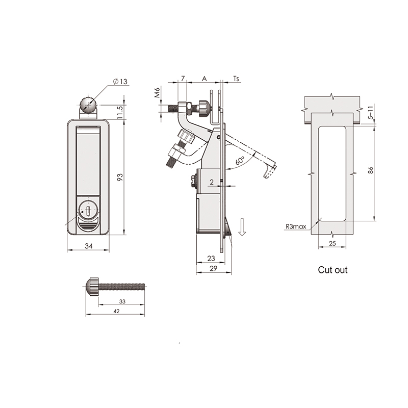 MS719 275g Xịt ánh sáng màu đen Khóa chốt nén cơ sở có lõi khóa MS719 275g Xịt ánh sáng màu đen Khóa chốt nén cơ sở có lõi khóa