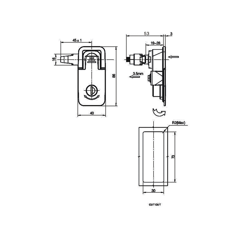 MS726-1A 215g Khóa tủ loại nén có chức năng thu gọn MS726-1A 215g Khóa tủ loại nén có chức năng thu gọn