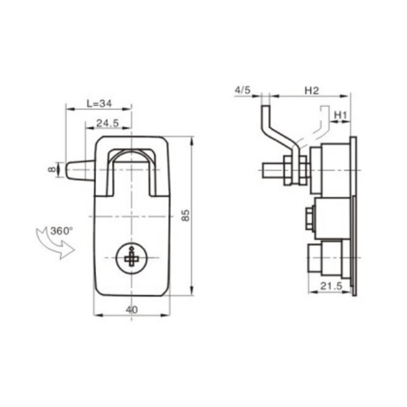 MS726-2 236g Khóa tủ loại nén có xi lanh khóa MS726-2 236g Khóa tủ loại nén có xi lanh khóa