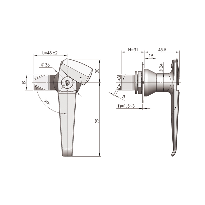 MS307 Bảo vệ mở khóa trái và phải Khóa tay cầm công nghiệp MS307 Bảo vệ mở khóa trái và phải Khóa tay cầm công nghiệp