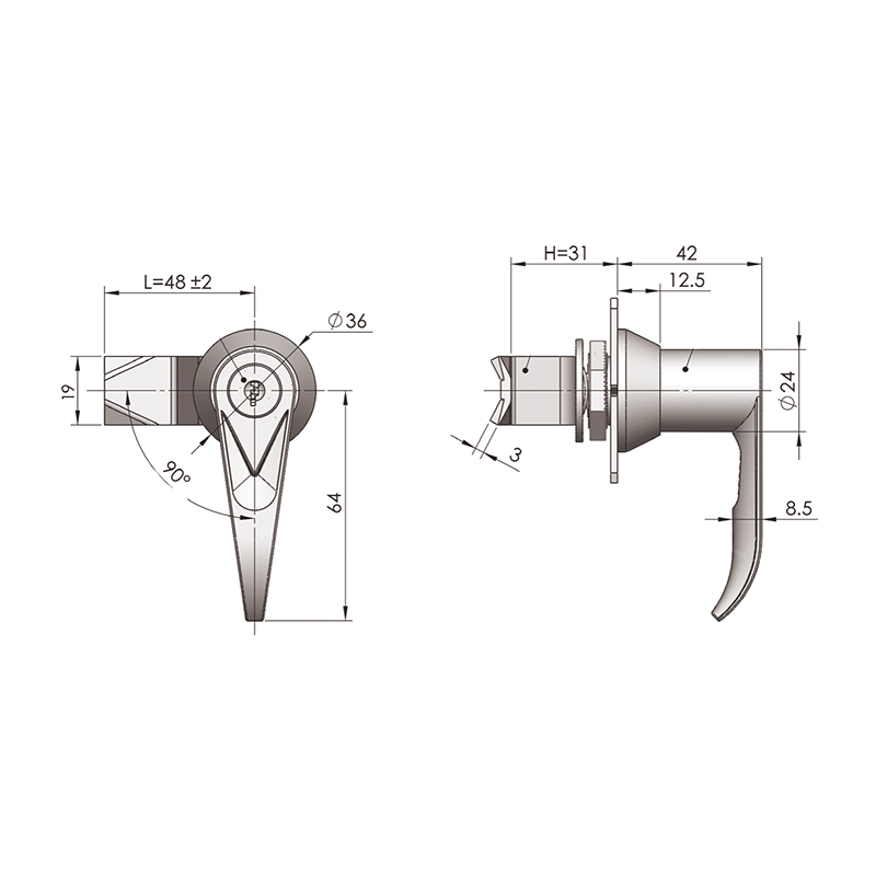 MS306-2 Không chèn Khóa tay cầm công nghiệp bằng hợp kim kẽm MS306-2 Không chèn Khóa tay cầm công nghiệp bằng hợp kim kẽm